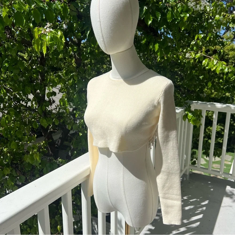 Rhinestone Soft Crop Top - Picture 2 of 10